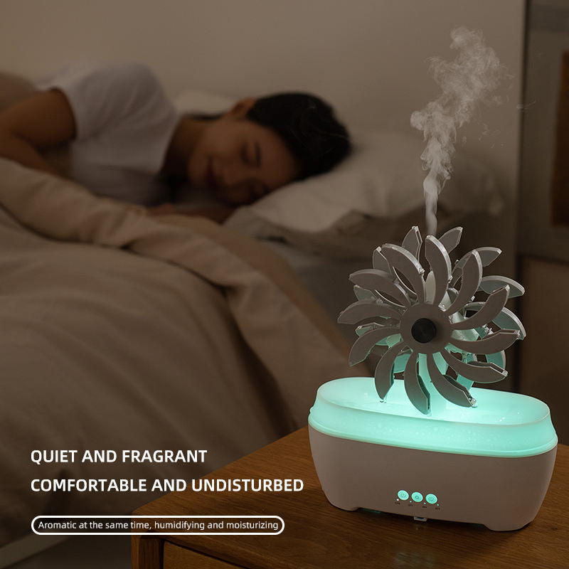 Difusor de Aroma Molino de Viento – Niebla Relajante y Iluminación Ambiental