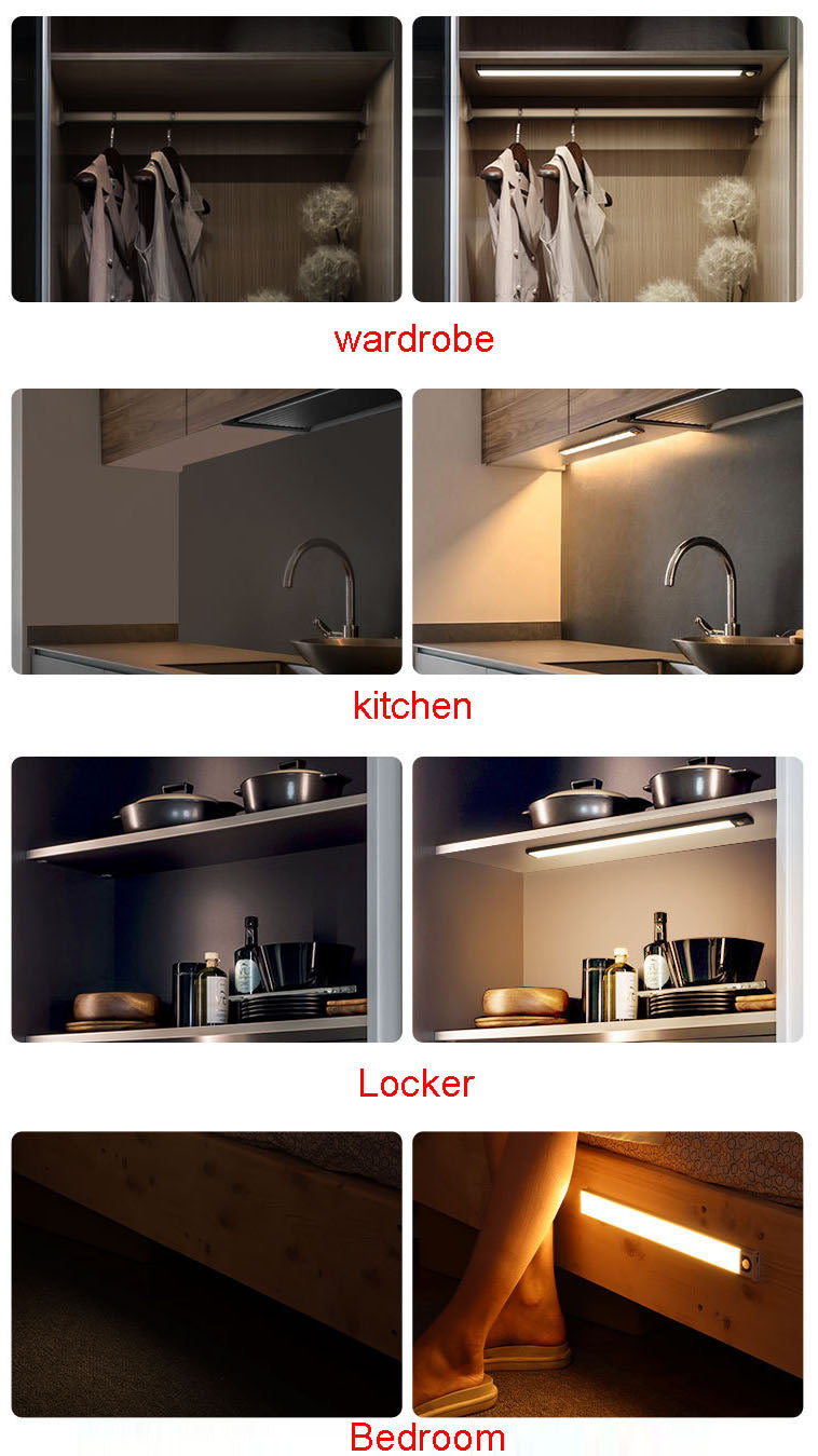 Wireless Motion Sensor LED Night Light – USB Rechargeable Smart Lighting