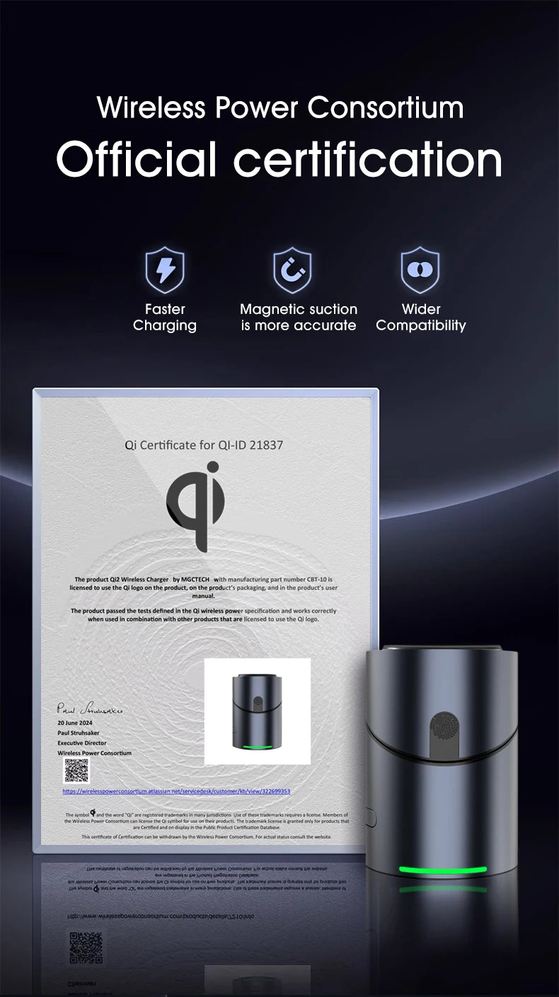 Qi2 Magnetic Wireless Charger — 3-in-1 Fast Charging Stand | 15W for iPhone, Android, Apple Watch & AirPods