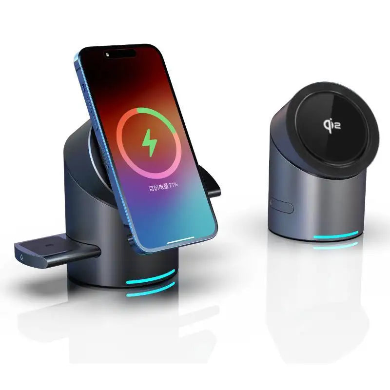 Qi2 Magnetic Wireless Charger — 3-in-1 Fast Charging Stand | 15W for iPhone, Android, Apple Watch & AirPods